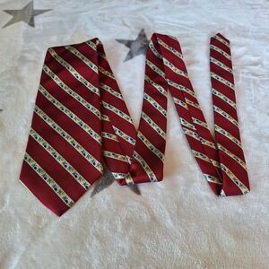 VTG Lands' End Necktie Handsewn Repp Silk USA‎ Made Floral Stripe Unique Wedding